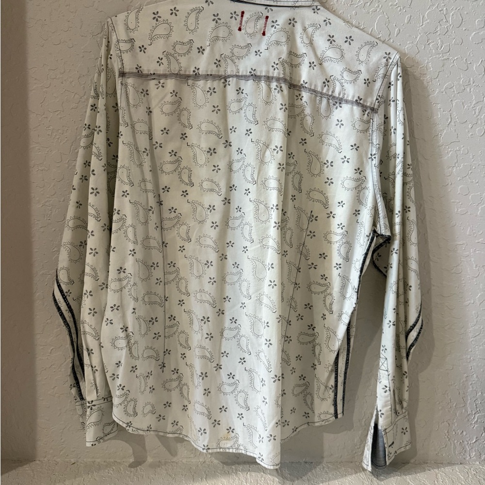White Paisley Button-Down Shirt
